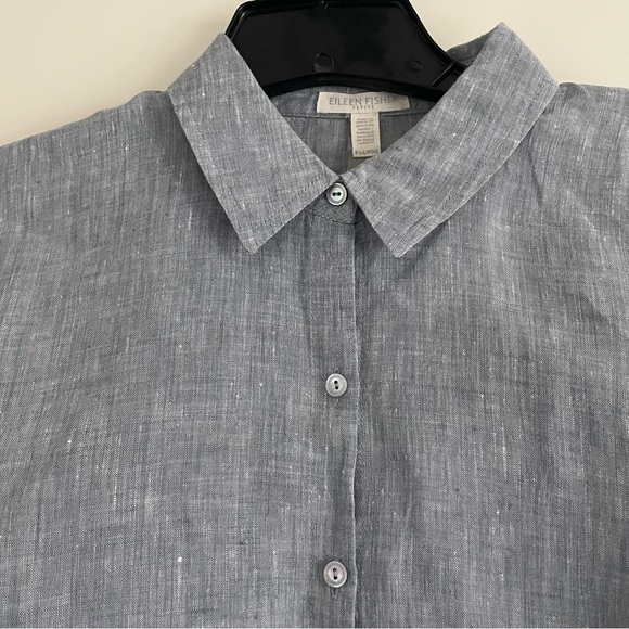 Eileen Fisher 100% linen gray button down shirt organic 20647 - Picture 3 of 9